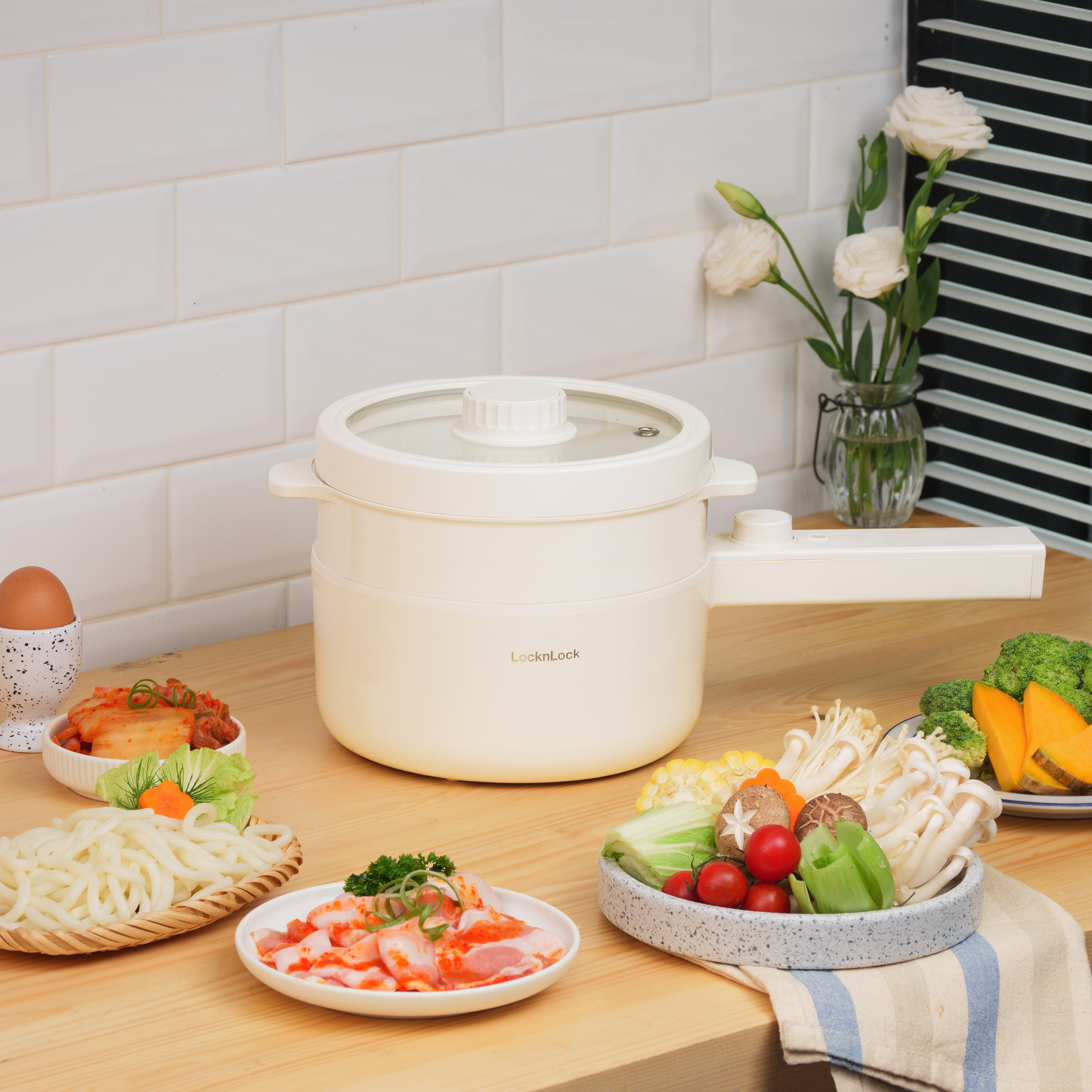 Nồi Điện Đa Năng LocknLock Electric Multi Pot 220V, 50Hz, 600W, 1.5L - Màu Ngà - EJP436IVY, , large image number 1